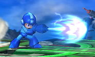 Mega Man uses a Charge Shot for his Side Smash in the Super Smash Bros. series, though he uses his other arm to hold his buster and stabilize himself.