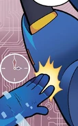 Mega Man obtaining Time Stopper in the Mega Man comic.