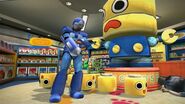 Frank West with the Mega Man outfit in Dead Rising.