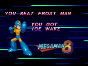 Weapon Get of Mega Man gaining the Ice Wave.