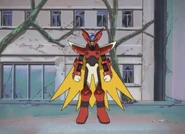 A mysterious red being appears before C.F. Rockman.