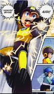 Mega Man using Thunder Beam in the Mega Man comic.