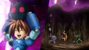 Mega Man Volnutt's ending artwork from Tatsunoko vs. Capcom: Cross Generation of Heroes