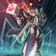 Axl disguised as Cedar in the TEPPEN card Torchbearer Axl.