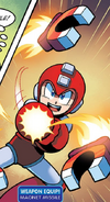 Mega Man using Magnet Missile in the Mega Man comic.