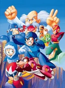 Quick Man on the original cover art for Mega Man: The Wily Wars.