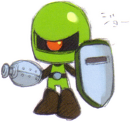 Concept art of Sniper Joe from Mega Man Powered Up.