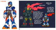 X's body redesign concept art for Mega Man X: Command Mission featured on page 136 of Mega Man X Official Complete Works.