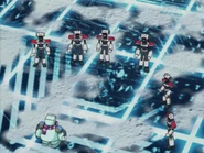 FridgeMan is not impressed by the Net Police Navis that have him surrounded at the power plant