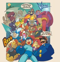 Alternate Mega Man universe drawn by Hideki Ishikawa.