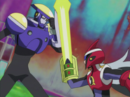 FlashMan confronts C.F. ProtoMan, episode 20.