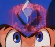 Mega Man getting Rolling Cutter in the first episode of the cartoon show.