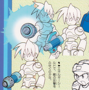 Concept art of the Blade Arm and Shield Arm from Mega Man Legends.