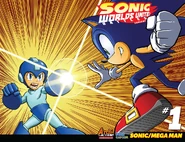 Sonic: Worlds Unite Battles #1: Sonic VS Mega Man variant cover art.