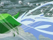 VineMan using Bubble Shot against HeatMan's Fire Tower.