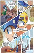 Mega Man obtaining Super Arm in the Mega Man comic.