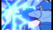 Mega Man using Spark Shock in the Mega Man cartoon.