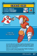 Crash Man's profile from the Mega Man: Robot Master Field Guide.