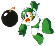 Mega Man using Hyper Bomb.