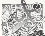 Cut Man using Rolling Cutter alongside the Super Adaptor in Mega Man Gigamix.