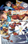 Quick Man using Quick Boomerang in the Mega Man comic.