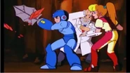 Mega Man using Leaf Shield in the Mega Man cartoon.