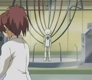 Makoto Aoki commencing a trial that attempts insertion of a dummy Navi, in aims of occupying a Copyroid. (Rockman.EXE Beast)