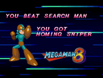 Weapon Get of Mega Man gaining the Homing Sniper.