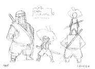 Bud and Zack in ninja outfits design sheet