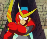 Quick Man with a large Quick Boomerang in Super Adventure Rockman.