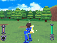 MegaMan using the Machine Buster in Mega Man Legends.