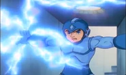 Mega Man using Thunder Beam in the Mega Man cartoon show.