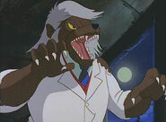 Dr. Light is transformed into a werewolf