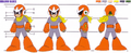 Front, side, and rear view of Proto Man.