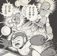 Quick Man using Quick Boomerang in the Rockman World manga.