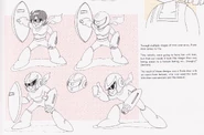 Sketches of Break Man/ Proto Man with various accessories.