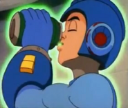 Mega Man using an Energy Can in the Mega Man animated series.