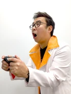 Eguchi playing Mega Man 11.