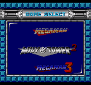 The game select screen, showing the Wily Tower game unlocked.