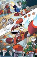 Mega Man using Leaf Shield in the Mega Man comic book series.