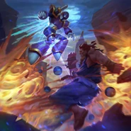Akuma facing Vile in the TEPPEN card Pleasure in Destruction