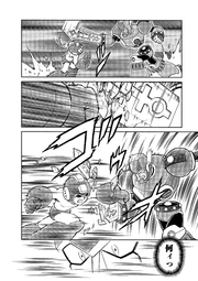 Mega Man fighting against Sword Man.