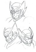 Zero's face sketches for Mega Man X.