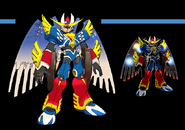 Concept art of a scrapped flying armor from Mega Man X: Command Mission. It bears similarities to both the Falcon Armor from Mega Man X5, and the Blade Armor from Mega Man X6.