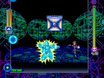 Mega Man X using Goo Shaver against Volt Kraken.