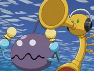 A Trumpy virus alongside a Melody virus in MegaMan NT Warrior Axess.