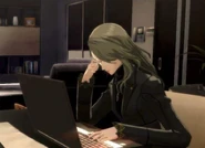 Sae on her laptop.