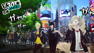 The protagonist with Ann and Ryuji