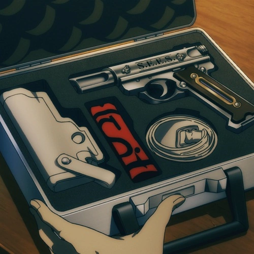 An opened briefcase containing an Evoker, SEES armband, and a holster.