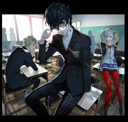 Illustration of the Protagonst, Ryuji, and Anne